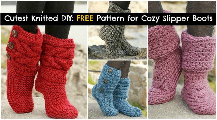 Cutest Knitted DIY: FREE Pattern for Cozy Slipper Boots ...