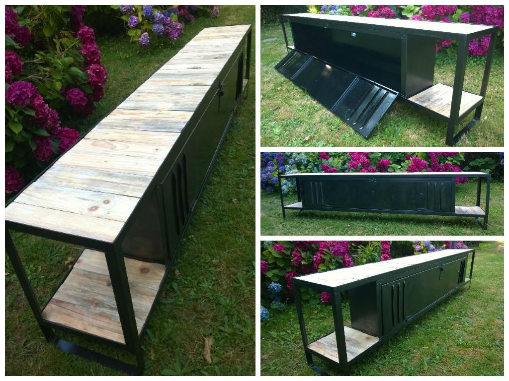 Meuble Tv En Palette De Bois : Meuble TV avec plateaux en bois de palette Meuble Tv En Palette De Bois : Meuble TV avec plateaux en bois de palette