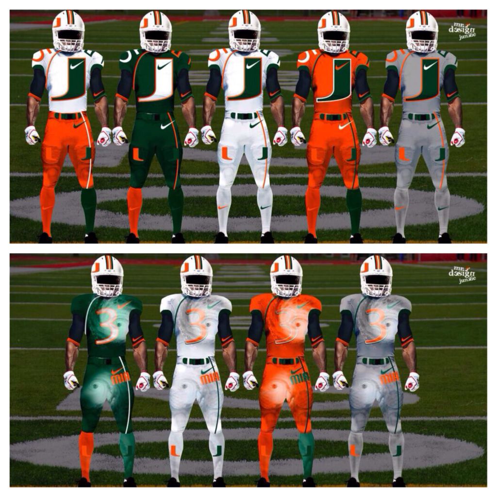 Miami's redesigned football uniforms by Mr. Design Junkie.
