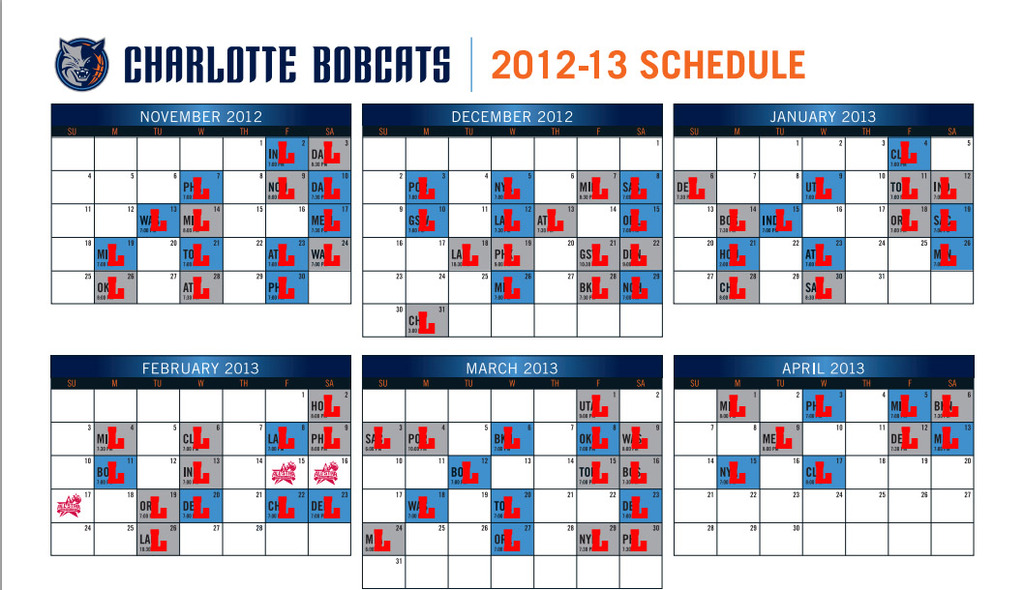 BREAKING - Detailed look at the Charlotte Bobcats 2012-13 Schedule
