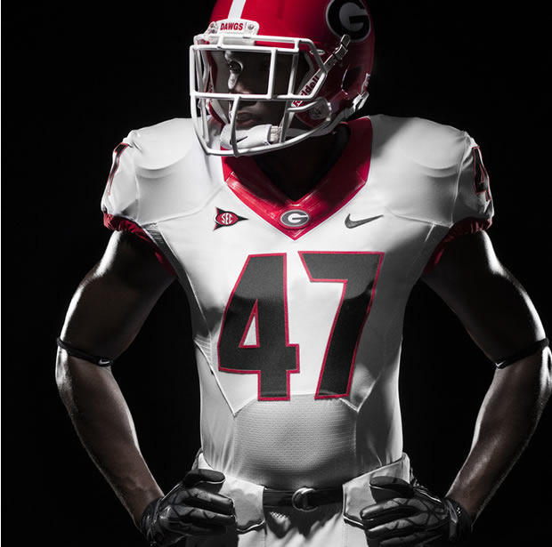 University of Georgia unveils new white Nike football uniforms for 2013 football season.