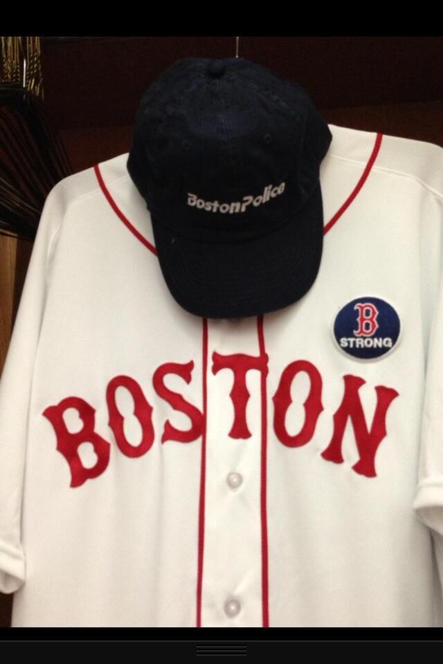 Red Sox uniforms today with the Boston PD hats.