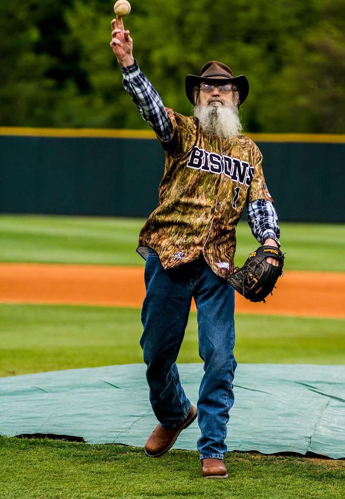 Uncle Si wearing University's custom Duck Dynasty baseball jersey.