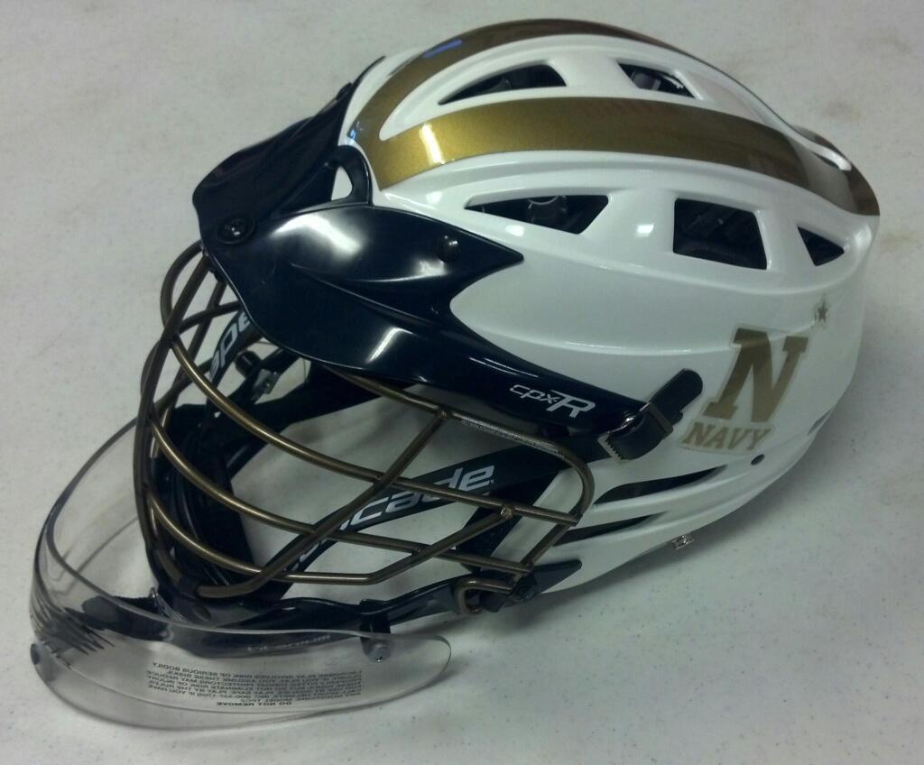 Custom helmet that the Navy Lax goalies will be wearing for the NCAA