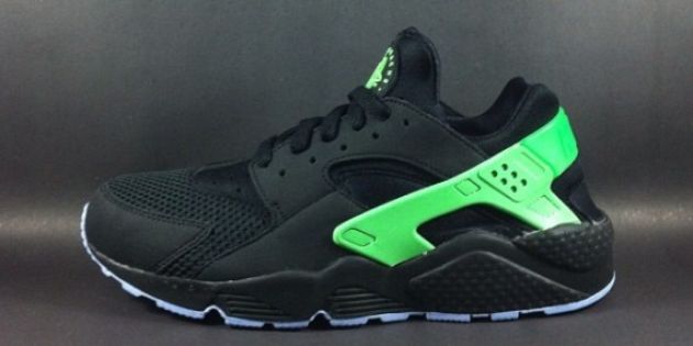 black and lime green huaraches