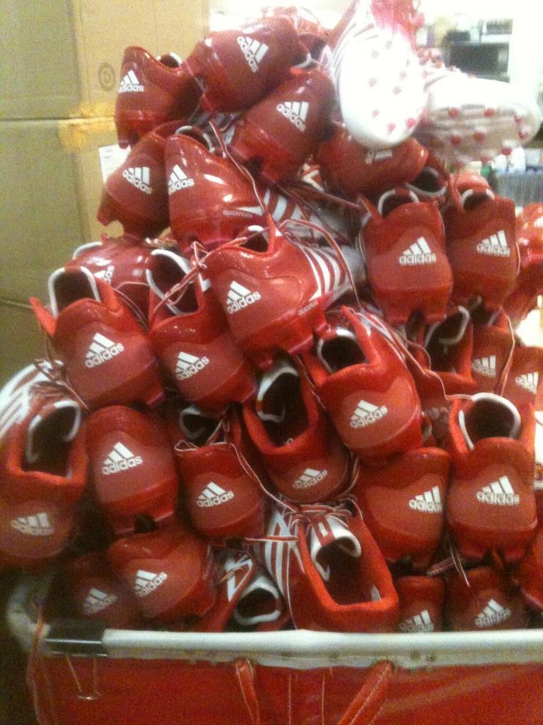 New custom made Adidas football cleats for Indiana.