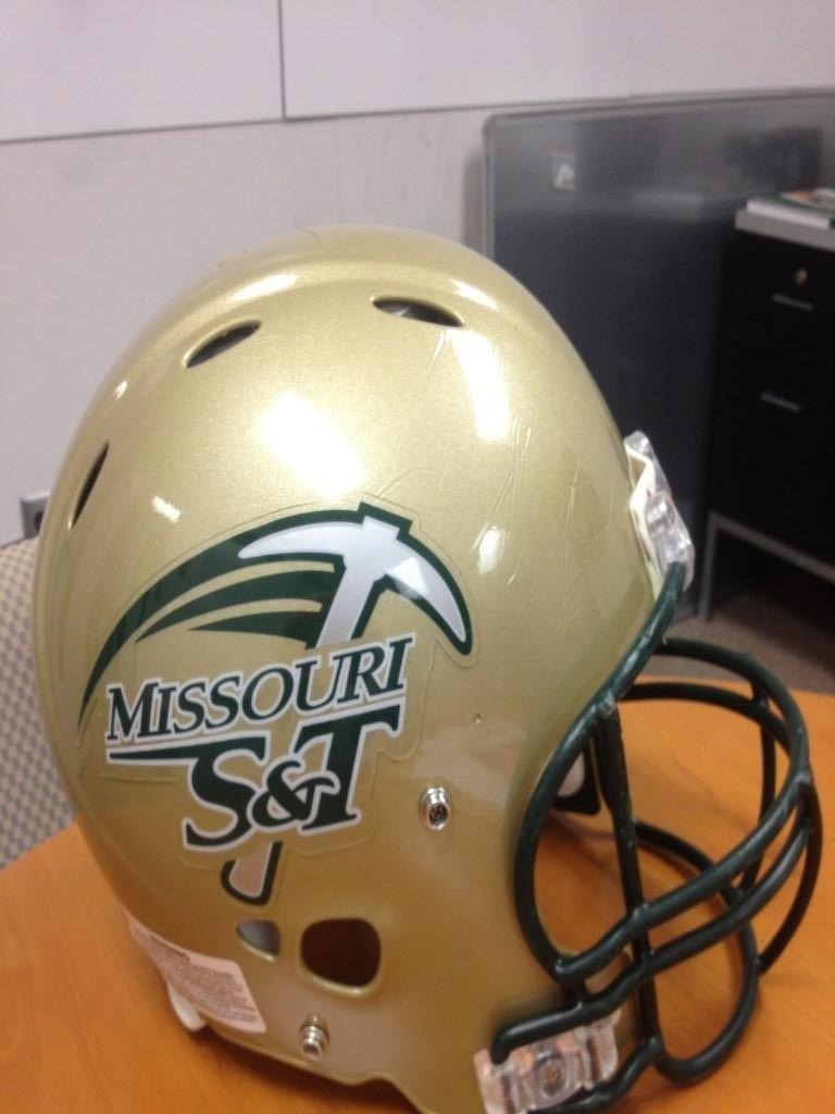 Missouri S&T unveils new football helmets.
