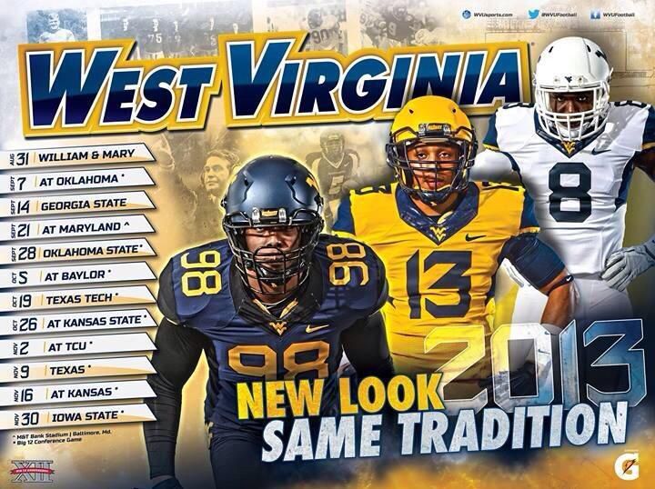 2013 WVU Football Schedule Poster.