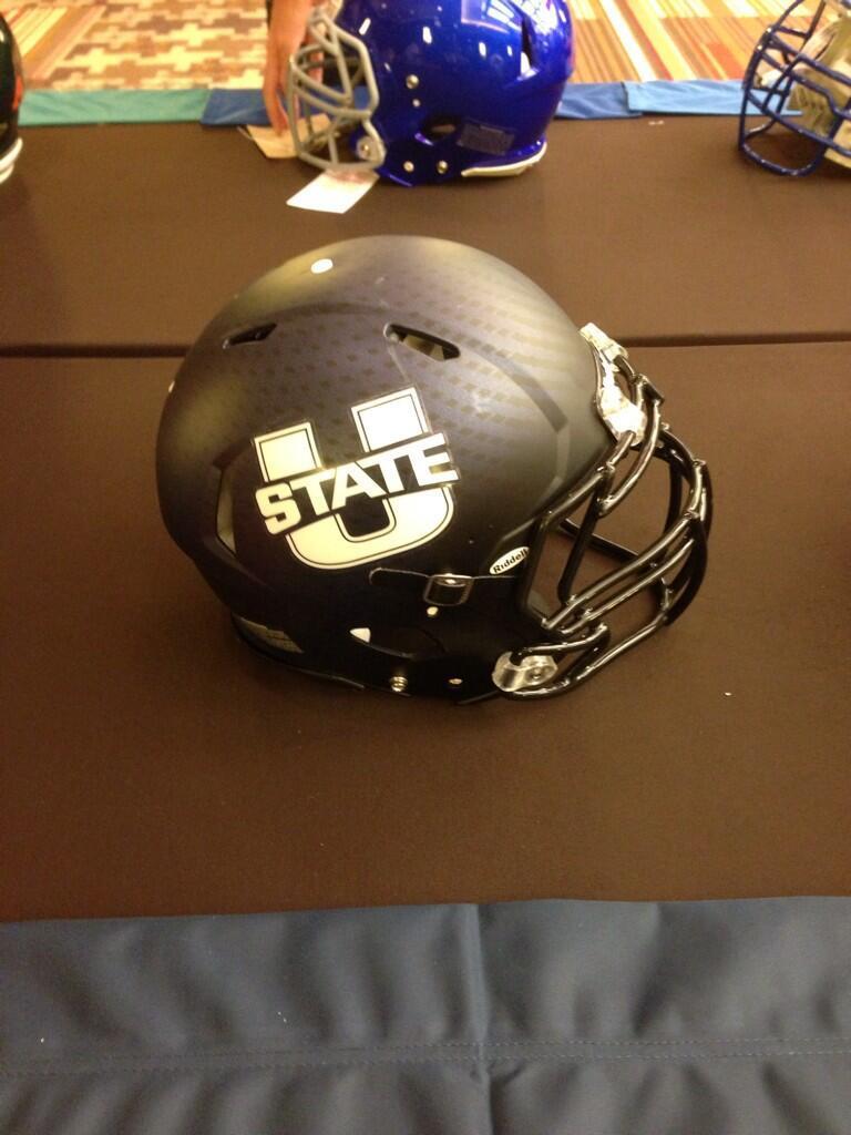 Utah State's new matte black football helmets.