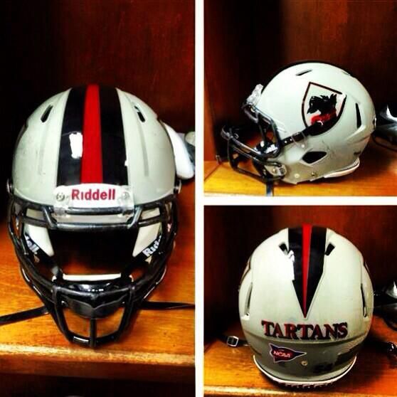 Carnegie Mellon new matte grey football helmets.