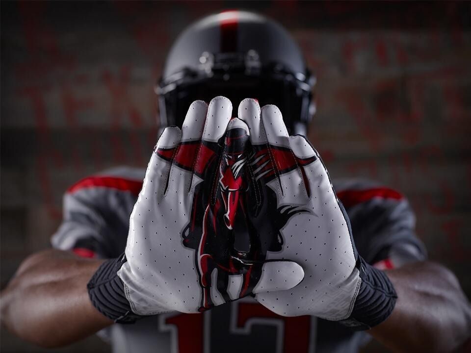 Texas Tech's Under Armour football gloves.