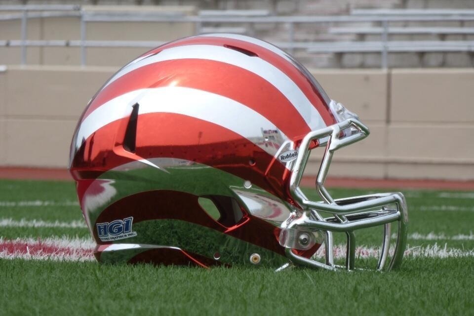 Indiana's new chrome football helmets.