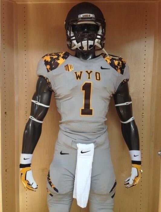 Wyoming's new camo Nike football uniforms.