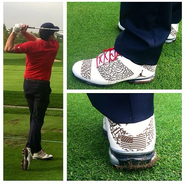 Keegan Bradley's Jordan golf shoes.