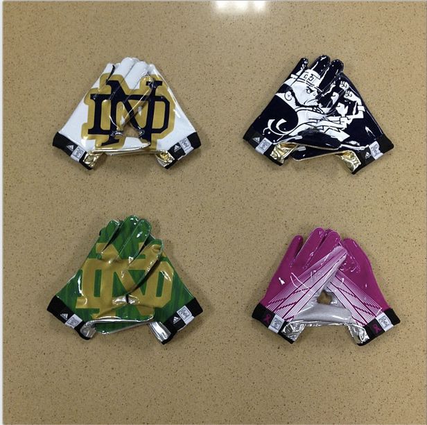 Notre Dame's football gloves.