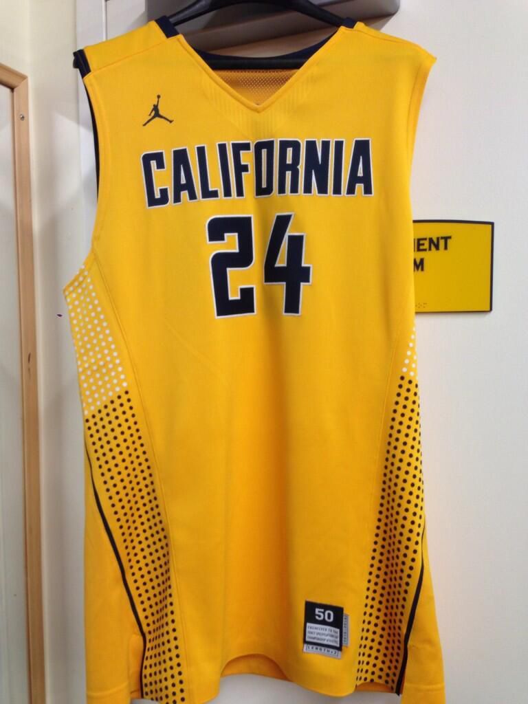 Cal's new golden Jordan basketball jerseys.