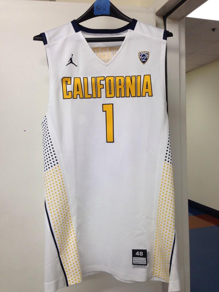 Cal's new white Jordan basketball jerseys.