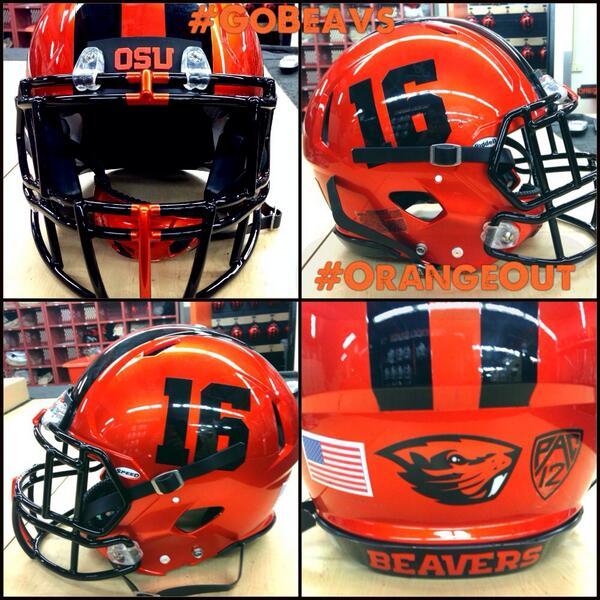 Oregon State's new orange football helmets. (via Beavers_EQ)