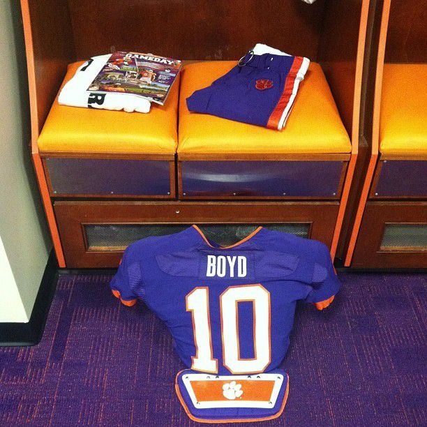 Clemson's purple football uniforms for today's game.