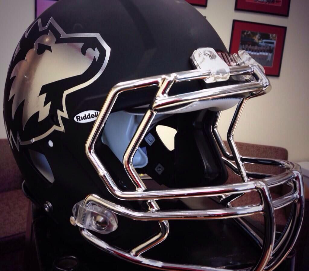 Northern Illinois' "Dark Dog" blackout football helmets for tonight.