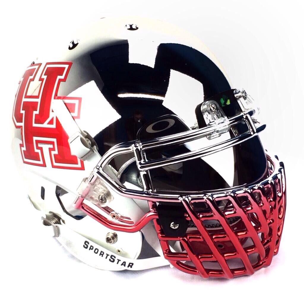 Houston's two tone chrome football helmets.