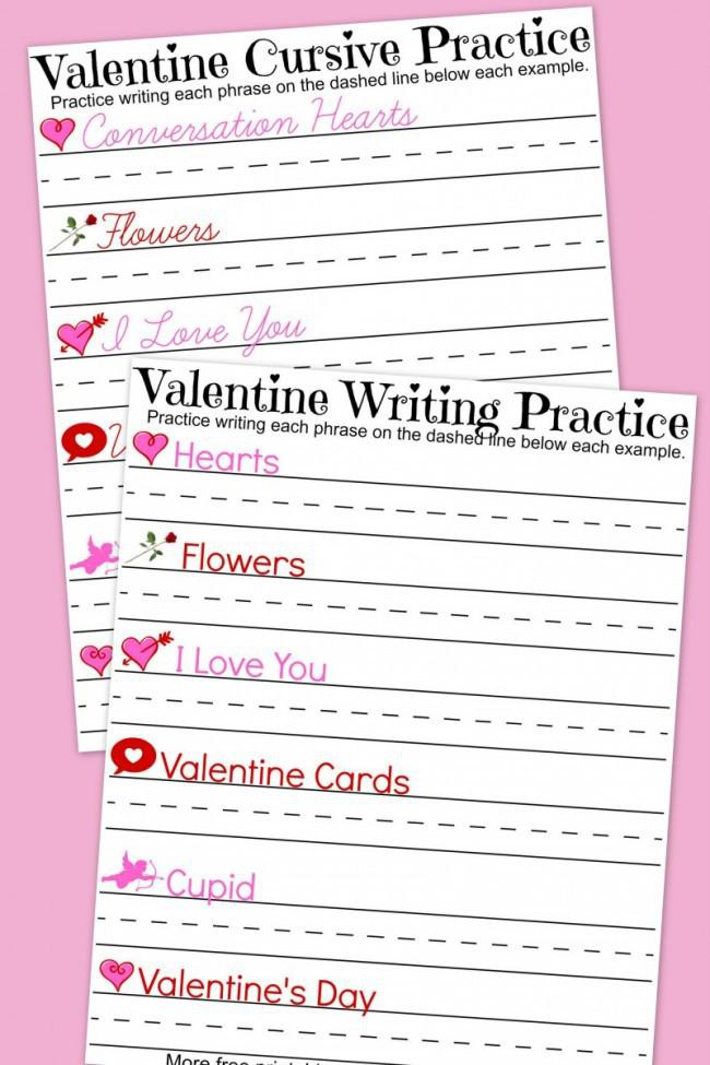 printable grade 5 worksheet A  Take Handwriting Valentine's Day Worksheets Mom's
