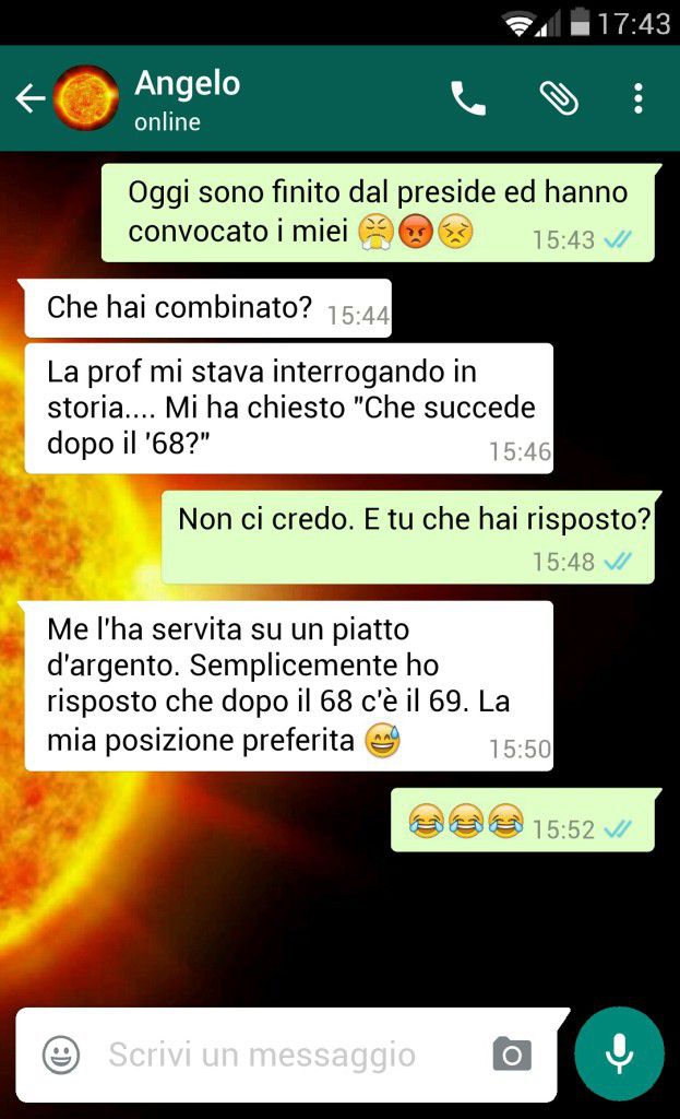 La professoressa mi ha chiesto cosa ci fosse dopo il ?68 ma la risposta ha avuto un altro esito
