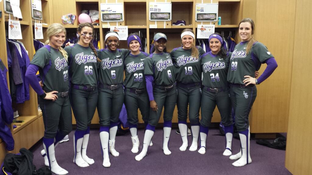 LSU's new anthracite softball uniforms.