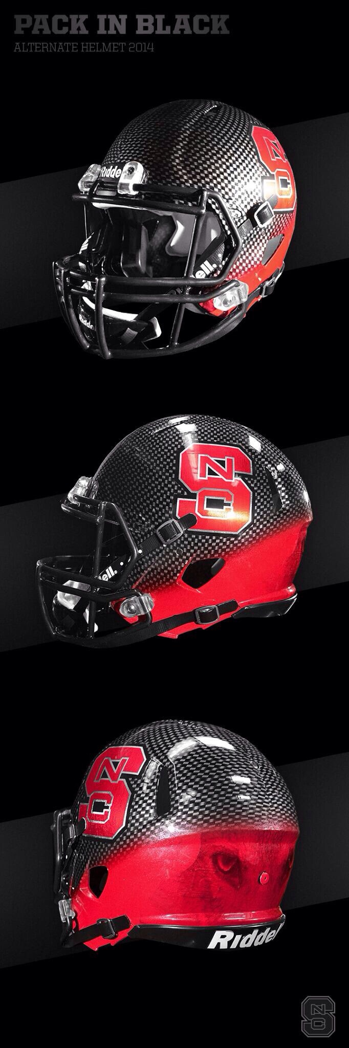 NC State's new "Pack in Black" football helmets.